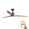 Ventilateur de plafond ALO L noir/bois à Led connecté Tuya télécommande
