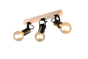 Réglette 3 Spots LYNAR Noir Mat et Bois E27 - R86663032