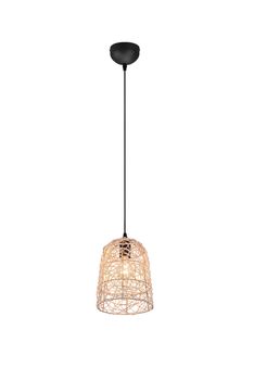 Lustre LOVIS noir et rotin tressé de TrioLighting