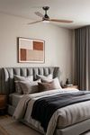 Ventilateur de plafond design POROS, pales bois, lumière chaude, app Tuya &télécommande