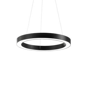 Lustre ORACLE cercle suspendu avec profilé aluminium plat Led finition Noir mat 