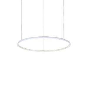 Lustre Hulahoop cercle suspendu avec profilé aluminium plat Led finition Blanc mat 