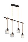 Lustre 4 cages noires et cordes WODAN de TrioLighting