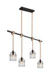 Lustre 4 cages noires et cordes WODAN de TrioLighting