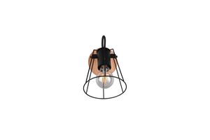 Spot noir mat et bois JAIPUR de Triolighting