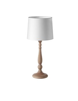 Lampe à poser bois naturel LOIRA avec abat-jour lisse blanc