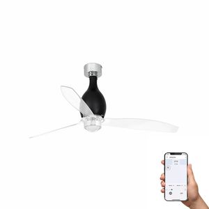 Ventilateur de plafond design MINI ETERFAN noir mat – Silencieux, LED & Wiz Smart