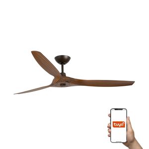 Ventilateur plafond MOREA L noir/noyer connecté TUYA télécommande