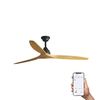 Ventilateur de plafond ALO L noir/bois connecté WIZ et télécommande