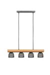 Lustre 4 cages noires sur poutre en bois CESTINO de TrioLighting