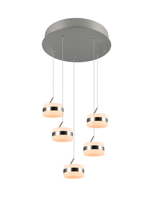 Suspension LED TRIO DIOS 331410507 – 5 anneaux lumineux, CCT & SwitchDimmer