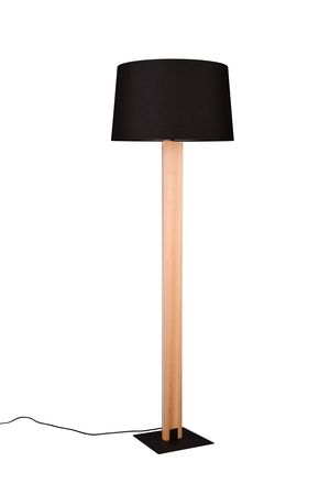 Lampadaire RAHUL – Bois et tissu avec double éclairage et variateur