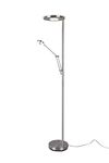 Lampadaire BARRIE nickel mat avec tête et liseuse orientable