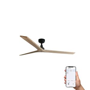 Ventilateur de plafond KLIM L noir/chêne connecté WIZ+télécommande