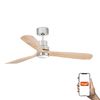 Ventilateur plafond LANTAU bois clair– Moteur – Télécommande – connecté Smart Tuya – Été/hive