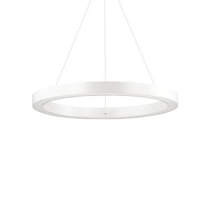 Lustre ORACLE cercle suspendu avec profilé aluminium plat Led finition Blanc mat 