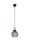 Suspension grille noire et bois VALERIA de Triolighting