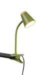 Lampe de bureau PONGO à pince R25831115 – Vert mat, LED 4,5 W, tête flexible, métal & bois