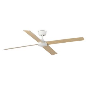 Ventilateur de plafond RUDDER L blanc/bois et télécommande