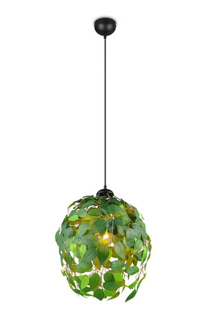 Suspension LEAVY Noir Mat Feuilles Vertes 1 Lumière E27 - R10461915