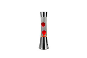 Lampe à lave LED ETNA Chrome - Liquide Clair & Lave Rouge