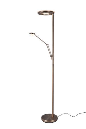 Lampadaire BARRIE laiton patiné avec tête et liseuse orientable