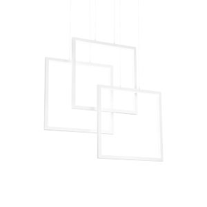 Lustre FRAME avec 3 carrés suspendus en profilé aluminium plat Led finition Blanc mat 