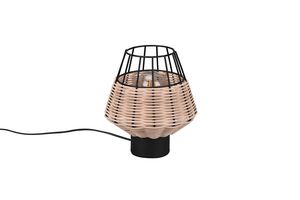 Lampe en métal noir et rotin naturel BORKA de Triolighting