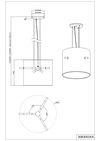 Suspension CAMDEN grand abat-jour tissu gris de TrioLighting