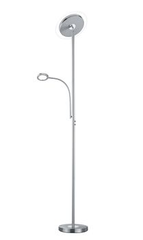 Lampadaire ACKBAR nickel mat avec tête et liseuse orientables