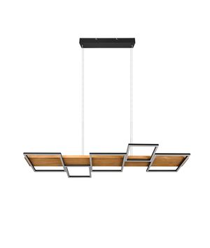 Suspension led noir et bois SwitchDimmer 5 carrés HARPER