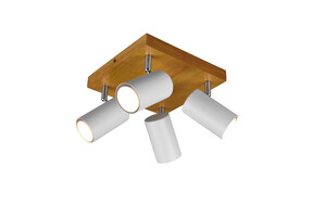 Plafonnier carré MARLEY Blanc Mat/Bois 4L - 812400431