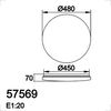 Plafonnier 54W Ø480 opale/argent Led 4000°K