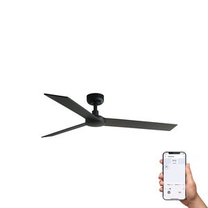 Ventilateur de plafond RUDDER L noir/bois connecté Wiz+télécommande