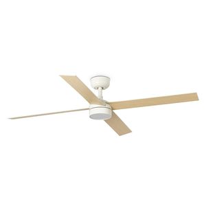 Ventilateur de plafond RUDDER L blanc/bois Led et télécommande
