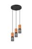  Suspension TOSH grillage noir et bois 3 douilles gamme VINTAGE