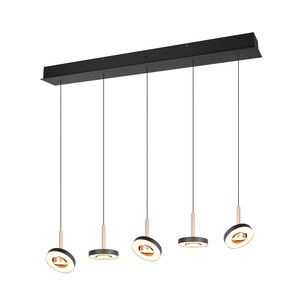 Suspension LED GUANO 5 Lumières - Gris Mat/Café | Lift Me & 3 Teintes CCT