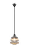 TARIFA – Suspension métal noir mat E27 avec verrerie cannelée réf. 362800132