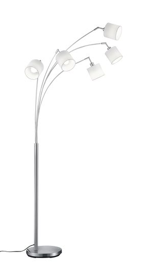 Lampadaire nickel mat/blanc 5 branches TOMMY de TrioLighting