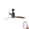 Ventilateur de plafond design MINI ETERFAN noir/noyer– Silencieux, LED & Wiz Smart