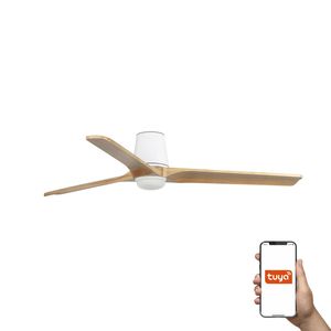 Ventilateur de Plafond connecté HEYWOOD TUB L –Faro– Bois clair, LED, Télécommande