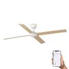 Ventilateur de plafond RUDDER L blanc/bois connecté WIZ et télécommande
