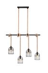 Lustre 4 cages noires et cordes WODAN de TrioLighting