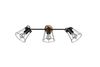 Barre 3 Spots noir mat et bois JAIPUR de Triolighting