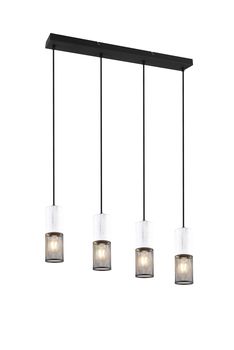 Suspension blanche et noire à 4 spots grillagés TOSH Métal Blanc et noir 4*10W max