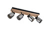 Barre 4 Spots Plafonnier Longue TRAVIA - Bois Naturel et Noir
