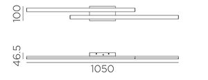 Plafonnier 2 barres Led 20W 4000°K KUSI chrome mat