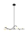 Suspension 6 Lumières FLAMING - Noir et Or / Verre