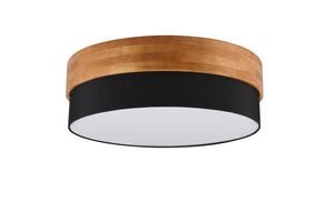 Plafonnier SEASONS en tissu noir et bois clair