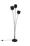 Lampadaire 3 Lumières Trio TOMMY Noir Mat & Tissu Or - R46333979